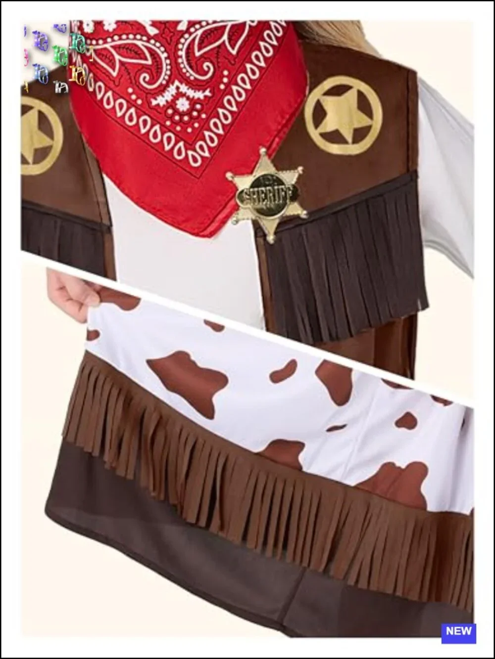 Kids Cowgirl Costume 8pc Halloween Outfit with Vest, Skirt, Hat Toddler